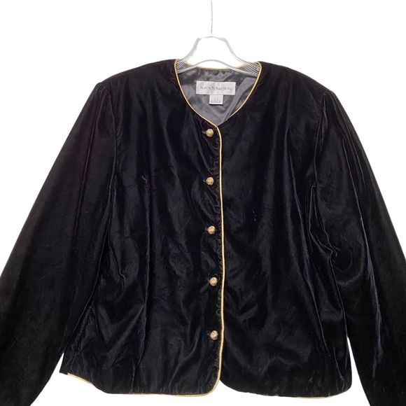 Vintage Norton McNaughton Velvet Cropped Jacket L Purple Gold Button Up Fairy - Picture 6 of 8